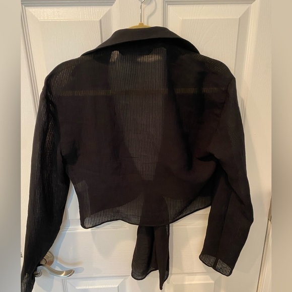 Zara Long Sleeve Front Tie Shirt - Picture 3 of 5